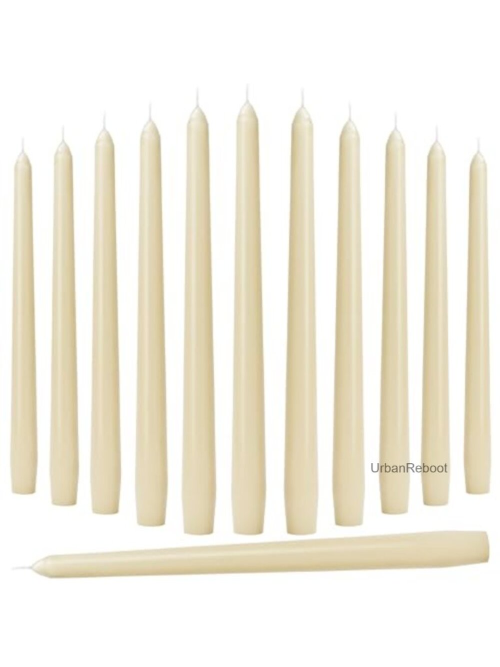 10 Inch Taper Candles Dripless Smokeless Unscented Paraffin Wax 12 Pack Tall